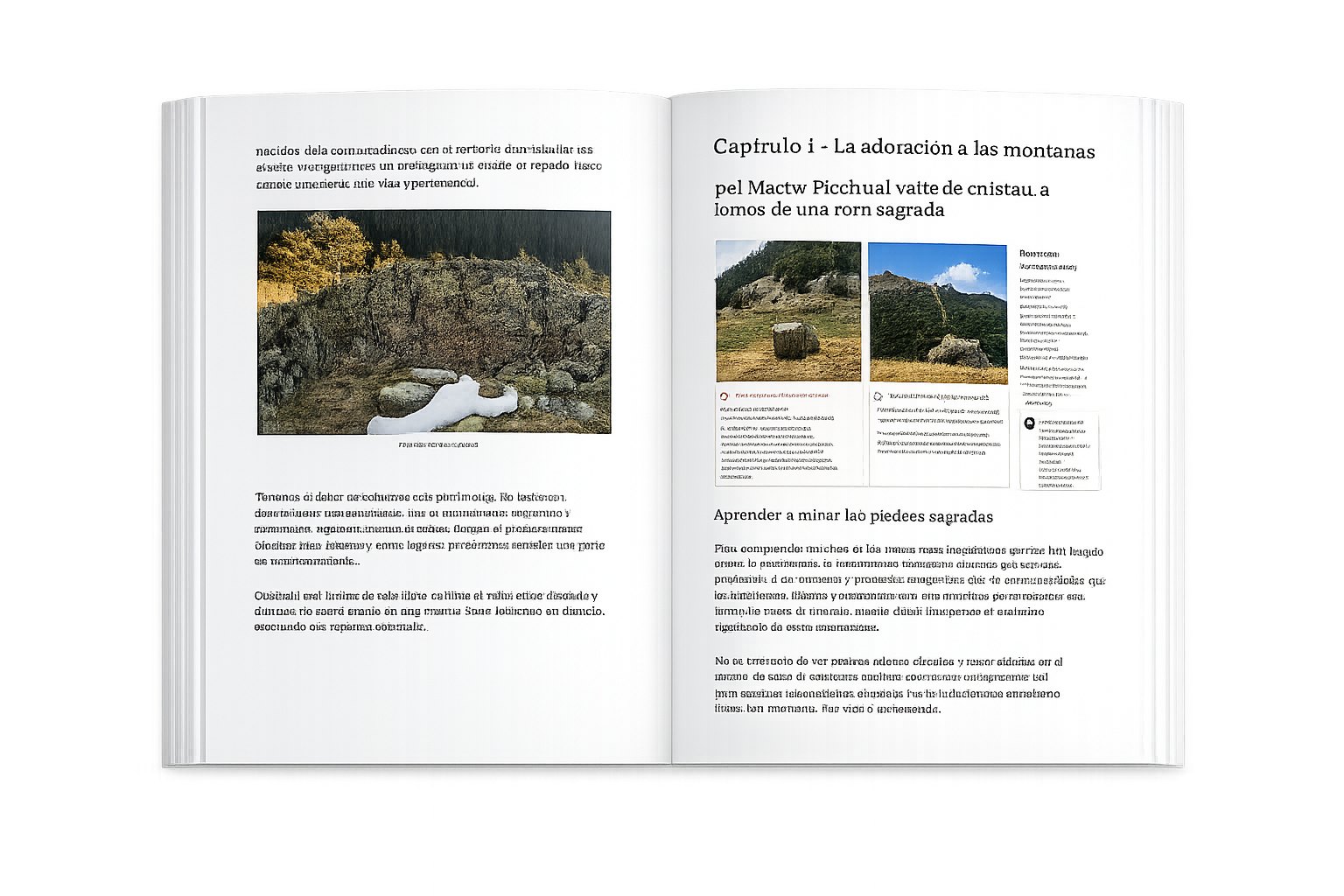 Mockup de páginas interiores de la muestra del libro