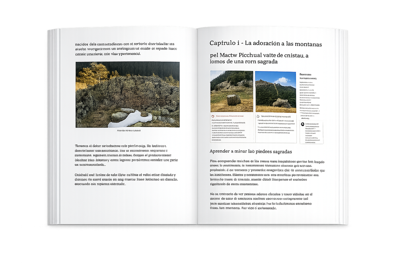 Mockup de páginas interiores de la muestra del libro