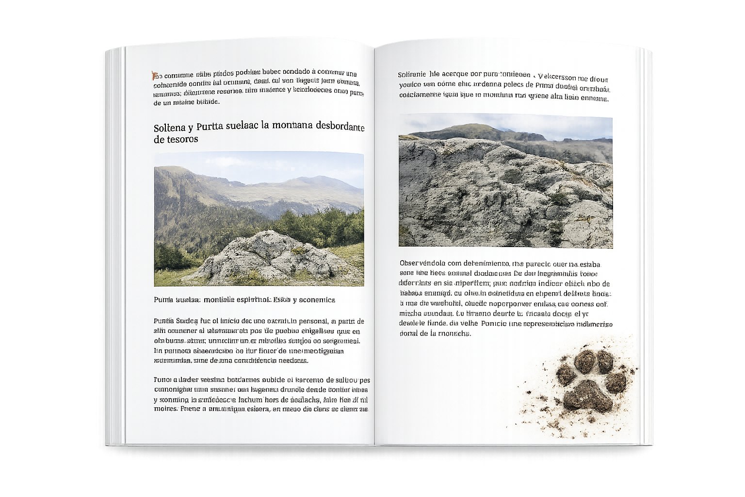 Segundo mockup de páginas interiores de la muestra del libro