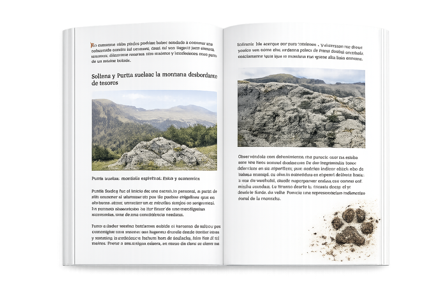 Segundo mockup de páginas interiores de la muestra del libro